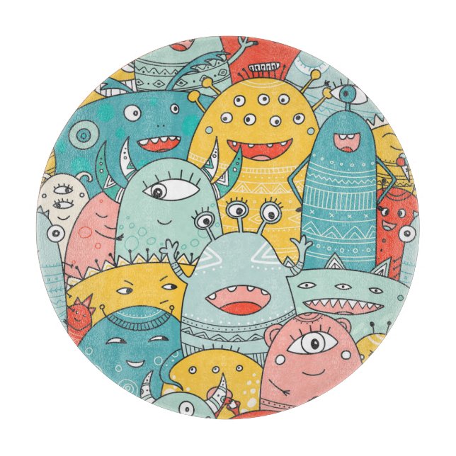 Boho stil söta monster, sömlös. (Framsidan)