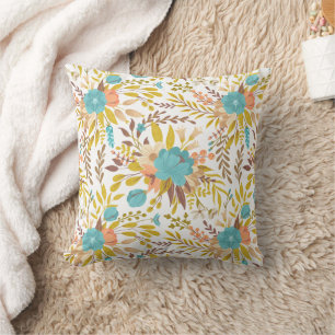 Boho Stil Summer Wildblommor Monogram Kudde