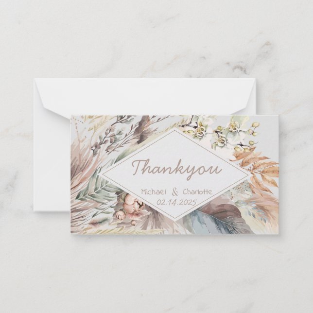 Boho Stil Tack Anteckningskort (Framsida)