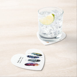 Boho Stil Watercolor Feathers Bröllop Underlägg Papper