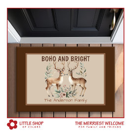 Boho Stil Watercolor Reindeer Monogram jul