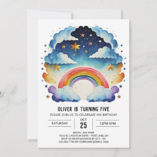 Boho Stollig Clouds Birthday Inbjudningar