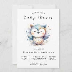 Boho Stollig Uggla Baby Shower Inbjudningar