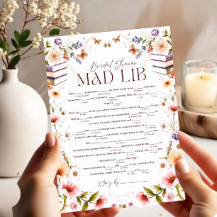 Boho Storybook Blommigt Mad Libs Möhippa Game