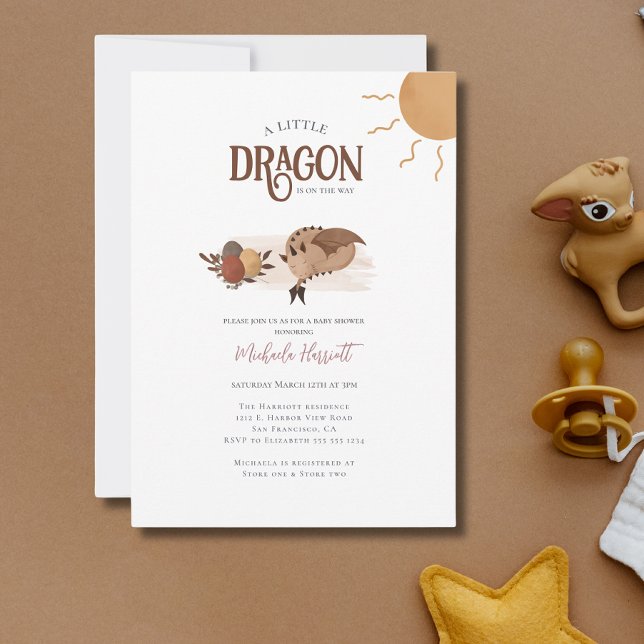 Boho Storybook Dragon är på väg som Baby Shower Inbjudningar (Skapare uppladdad)