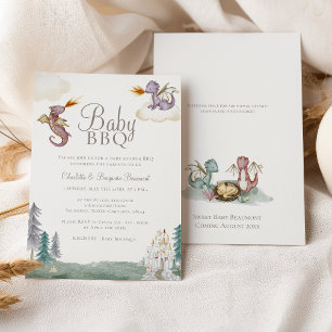 Boho Storybook Dragon Baby BBQ Baby Shower Inbjudningar