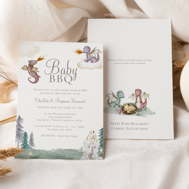 Boho Storybook Dragon Baby BBQ Baby Shower Inbjudningar (Skapare uppladdad)