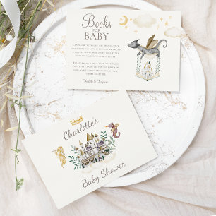 Boho Storybook Dragon Baby Shower Bokar för Baby Tilläggskort