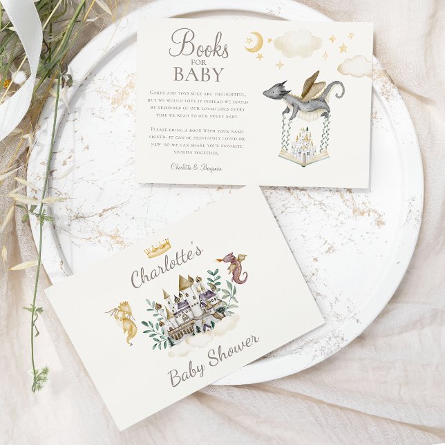 Boho Storybook Dragon Baby Shower Bokar för Baby Tilläggskort (Skapare uppladdad)