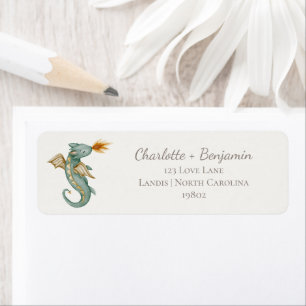 Boho Storybook Dragon Baby Shower Returadress Etikett