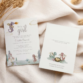 Boho Storybook Dragon Det är en flicka-babyskor Inbjudningar