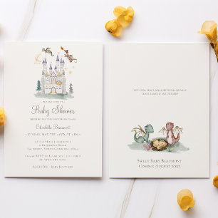 Boho Storybook Dragon Gender Neutral Baby Shower Inbjudningar
