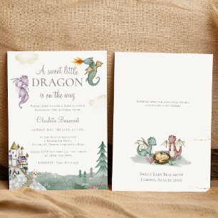 Boho Storybook Dragon Sweet Little Baby Shower Inbjudningar