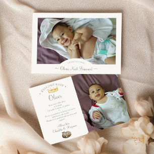 Boho Storybook Dragon Two Photo Birth Notice Meddelande