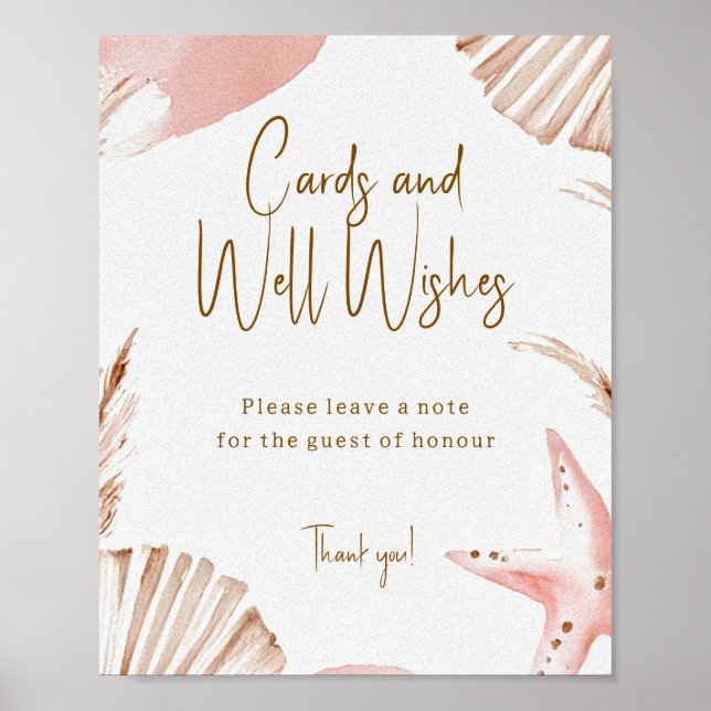 Boho Strand Baby Shower-kort & välgångsönskningar  Poster (Framsidan)