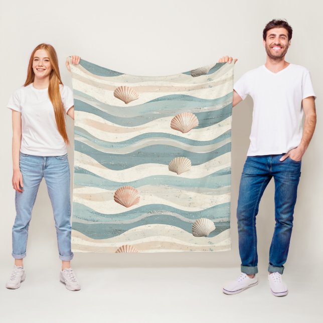 Boho Strand Snäckvågor Fleecefilt (På plats)