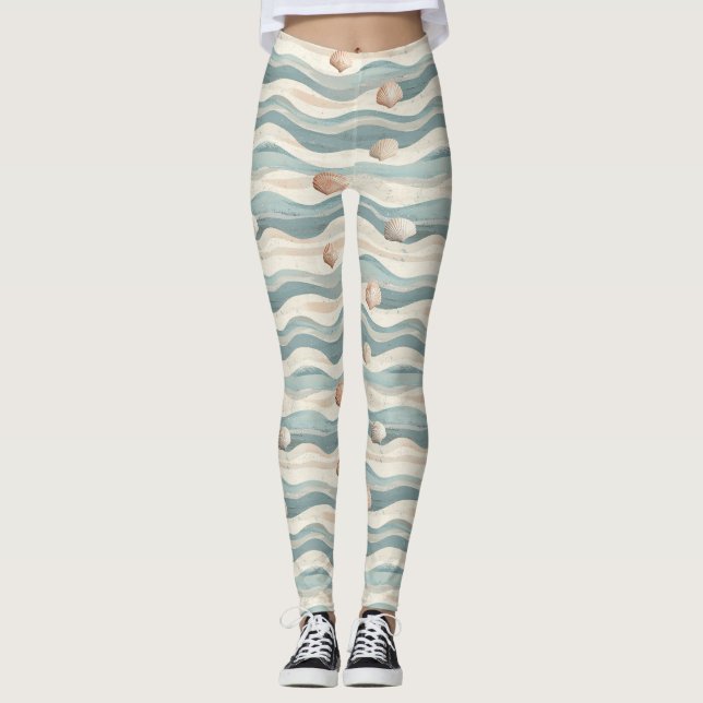 Boho Strand Snäckvågor Leggings (Framsida)