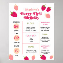 Boho Strawberry Berry First Birthday Milestone