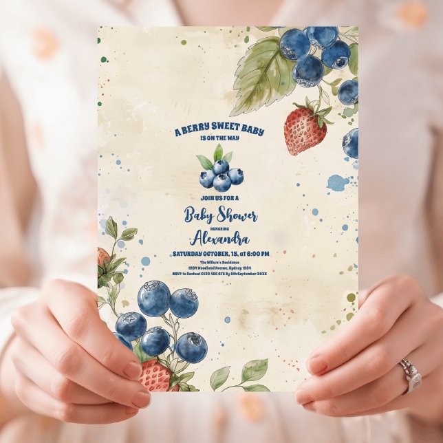 Boho Strawberry Berry Sweet Baby Shower Inbjudningar (Skapare uppladdad)