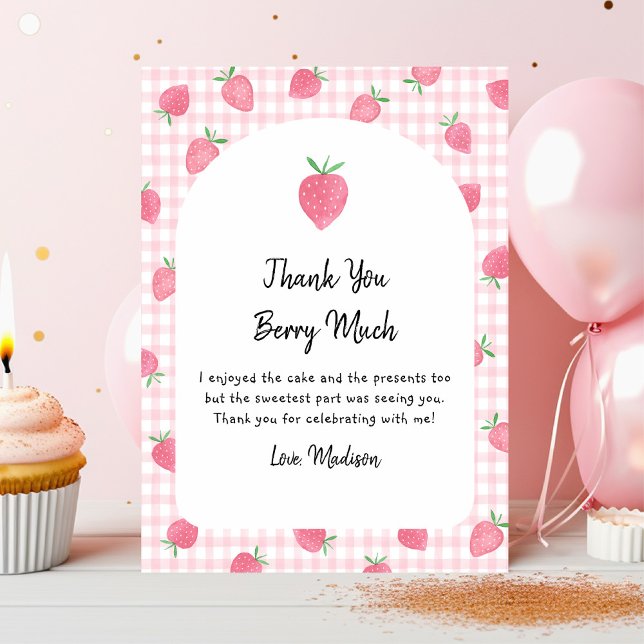 Boho Strawberry Berry Sweet Birthday Tack Kort (Skapare uppladdad)