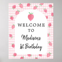 Boho Strawberry Berry Sweet Birthday Välkommen