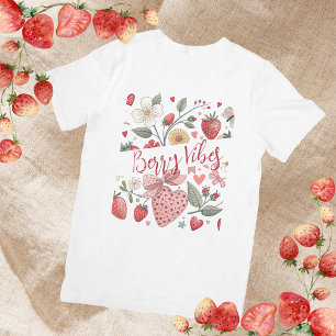 Boho Strawberry Vibes Coquette Blommigt Girly Rosa T Shirt