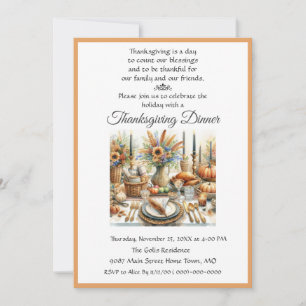 Boho Stuga Thanksgiving Middag Familj Vänner Inbjudningar