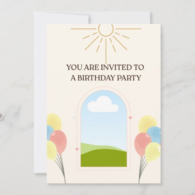 Boho Style Birthday Invitation card  Inbjudningar (Framsida)