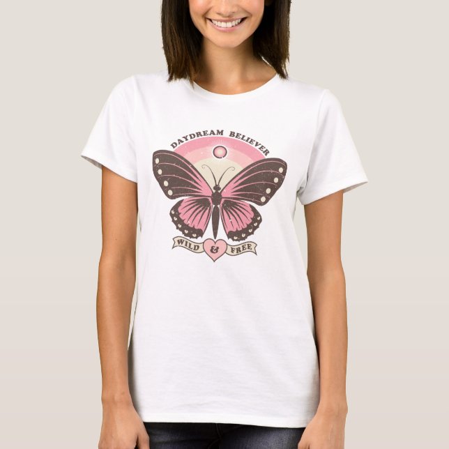 Boho Style Fjäril - Dagdröm - Vild & Fri T Shirt (Framsida)