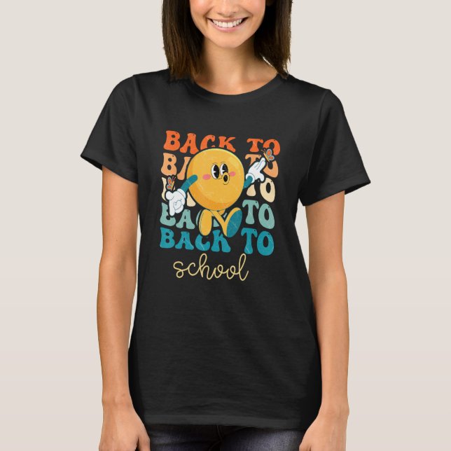 Boho Style Groovy Smile Back to School T Shirt (Framsida)
