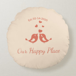 Boho-style "Our Happy Place" decoration Rund Kudde