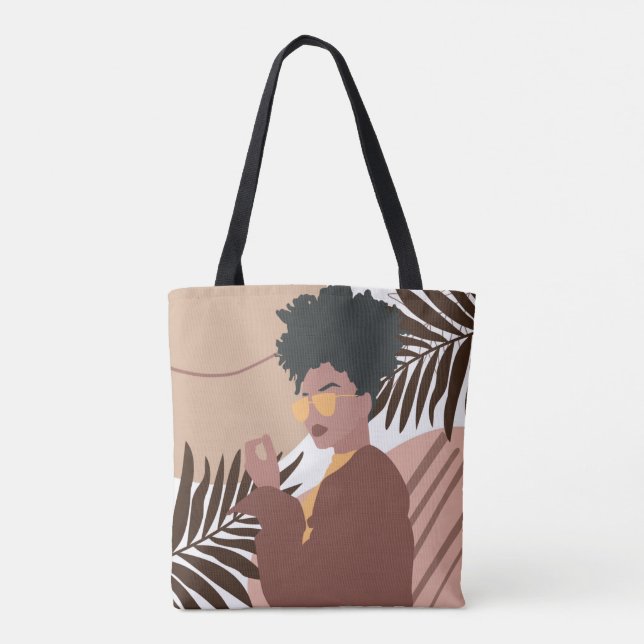 Boho Stylin Modern Tote Bag Tygkasse (Baksida)