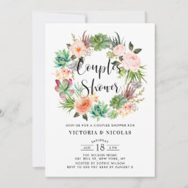 Boho Succulals Blommigt Utandning Par Shower Inbjudningar