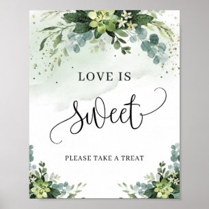 Boho Succulary blommigt grey kärlek är ett sött te Poster