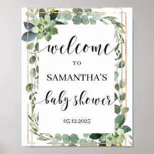 Boho Succulculy gröni foliage Välkomsttecken Poster