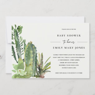 BOHO SUCCULENT DESERT CACTI FAUNA BABY SHOWER INBJUDNINGAR