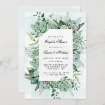 Boho Succulent Greenery Par Shower-inbjudningar