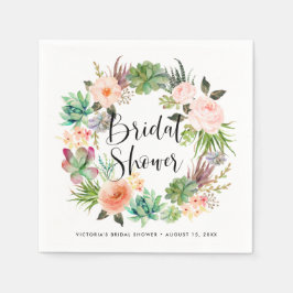Boho-succulenter Blommig Krans Sommar Bröllopsdusc Pappersservett