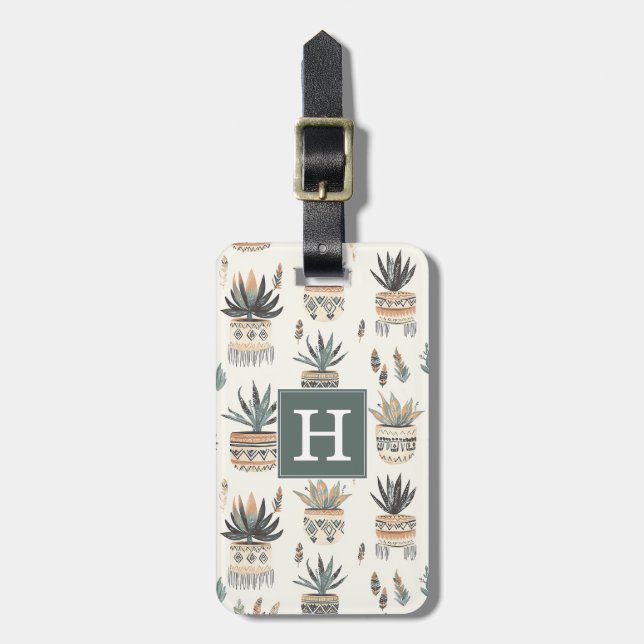 Boho-succulenter och kaktusar bagagetikett bagagebricka (Vertikal Framsida)