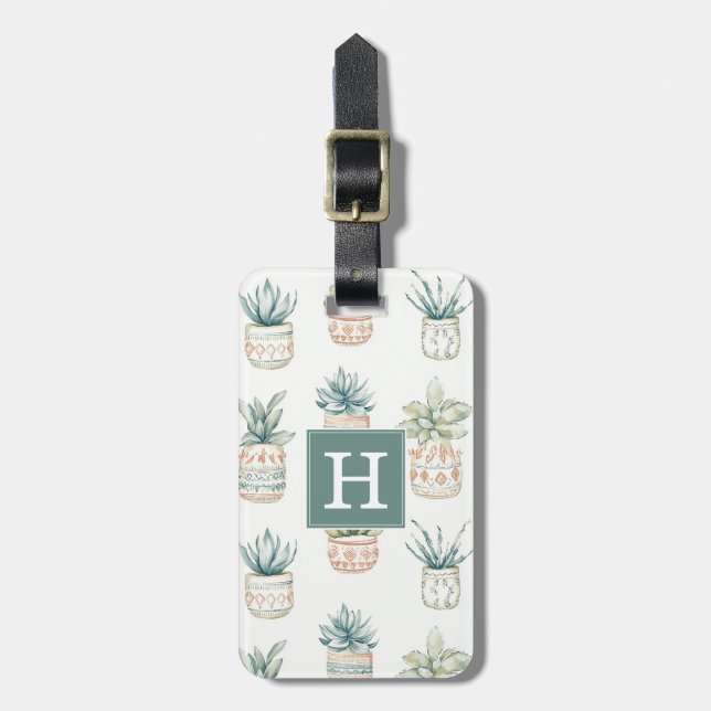 Boho-succulenter och kaktusar bagagetikett bagagebricka (Vertikal Framsida)