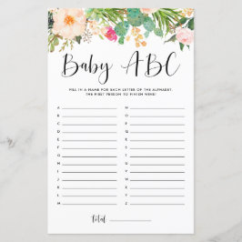 Boho Succulents Baby ABC Baby Shower Game
