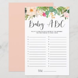 Boho Succulents Baby ABC Baby Shower Game