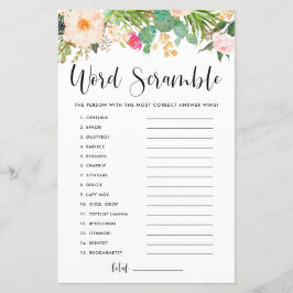 Boho Succulents Baby Ord Scramble Shower Game