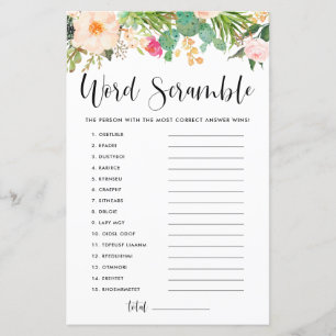 Boho Succulents Baby Ord Scramble Shower Game