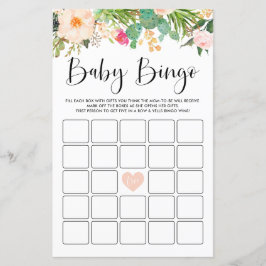 Boho Succulents babyvisningsprogram Bingo-spelkort