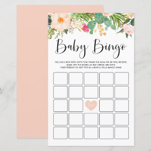 Boho Succulents babyvisningsprogram Bingo-spelkort