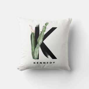 Boho Succulents Brev K Monogram Personlig Kudde
