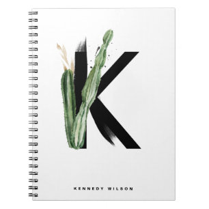 Boho Succulents Brev K Monogram Tropical Anteckningsbok