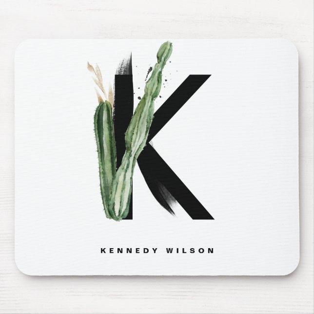 Boho Succulents Brev K Monogram Tropical Musmatta (Framsidan)