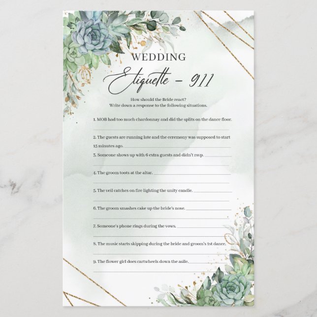 Boho succulents eucalyptus guld Etiquette 911 (Framsida)